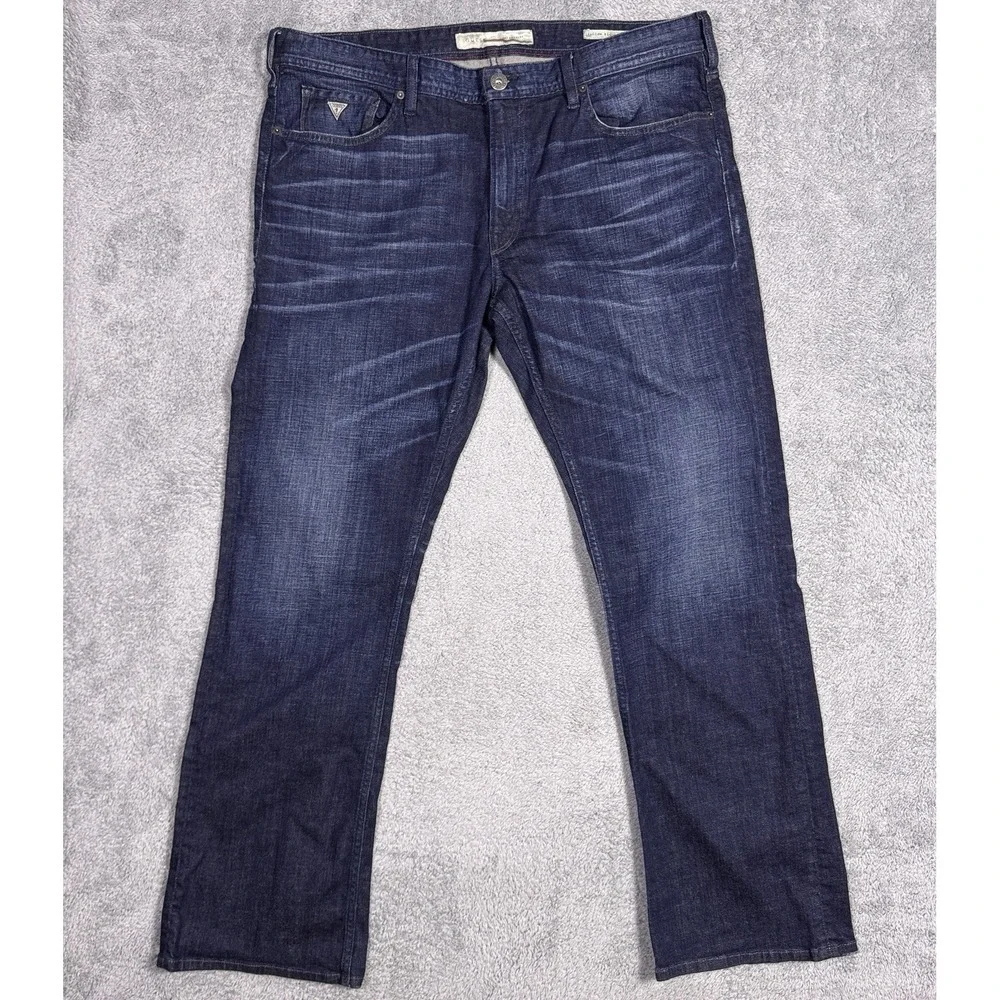 Guess Falcon Jeans Mens 40x32 Regular Boot Button Fly Dark Y2K Whisker